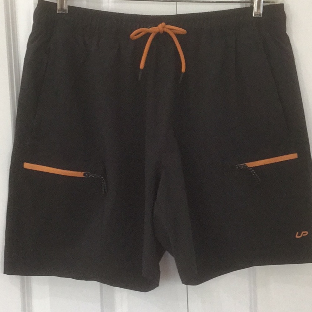 Unipro QwickDry Black SwimTrunks w/ Copper Trim Front Pockets - Sz L